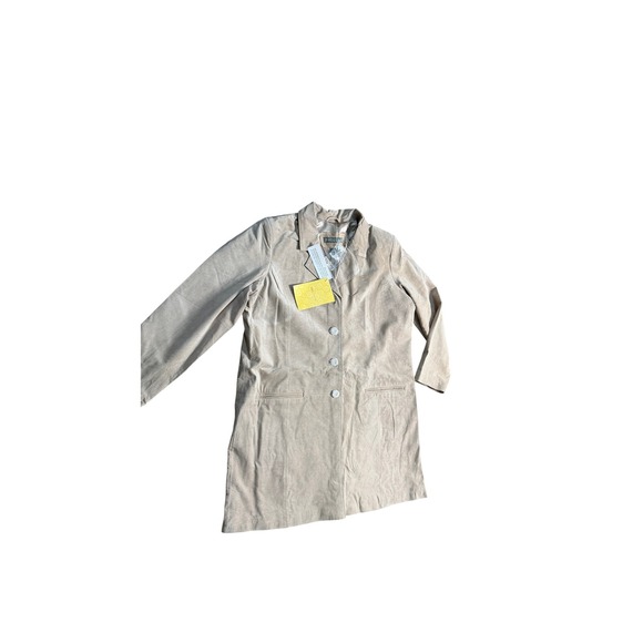 NWT Jessica Holbrook Genuine Leather Suede Blazer Jacket 1X Beige - Picture 10 of 14